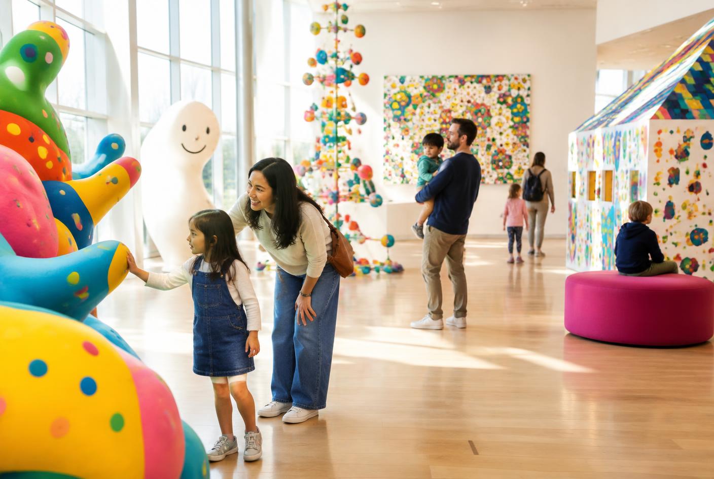 Gezinnen in een kindermuseum